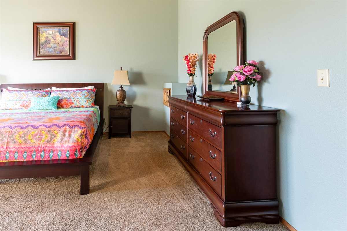 Master bedroom with private deck access