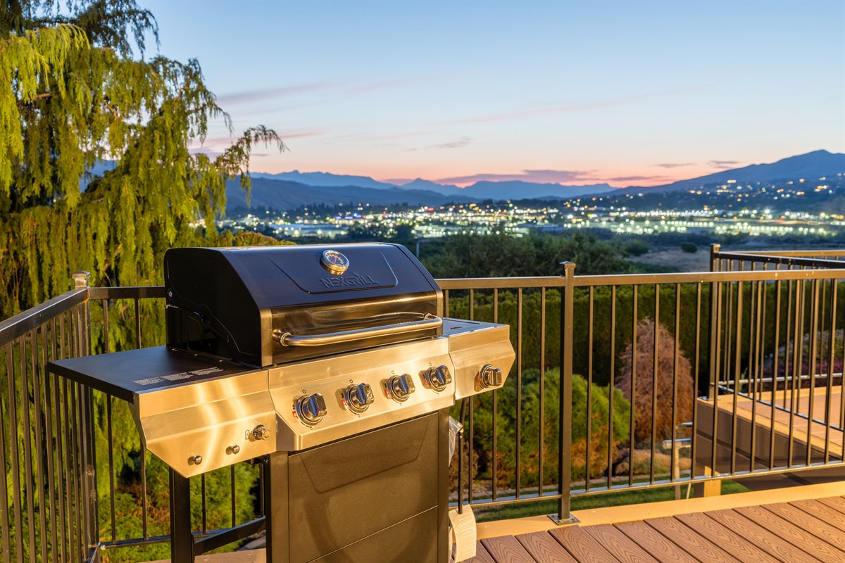 BBQ station with stunning sunset views